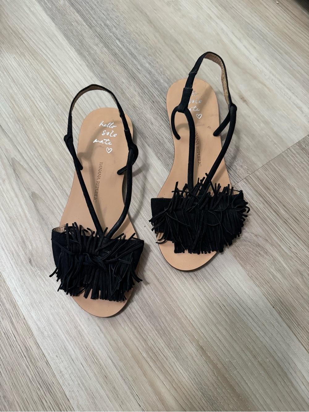 Banana Republic Black Fringe Slingback Sandals
